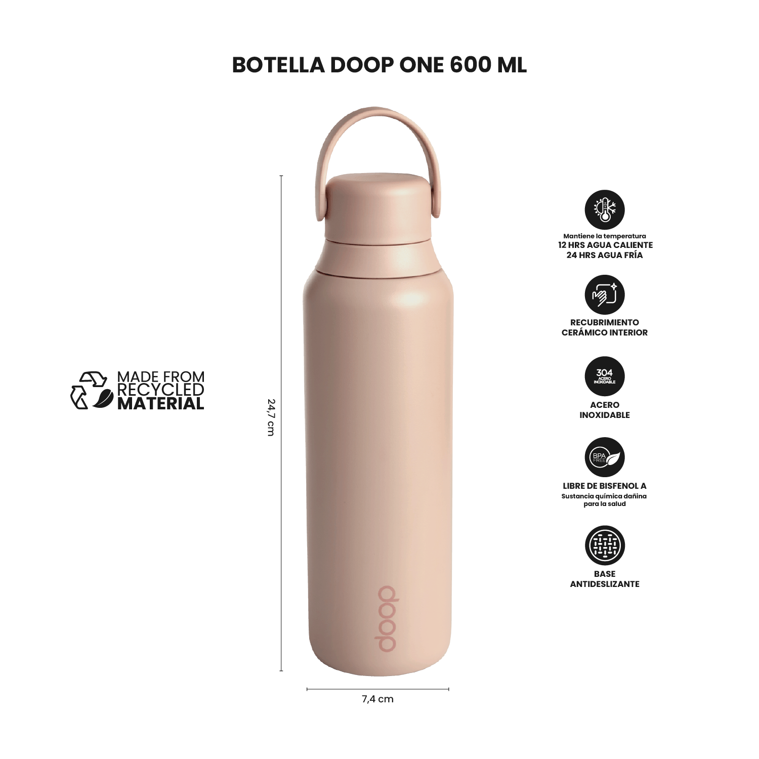 Botella Térmica One Rosada 600 ml