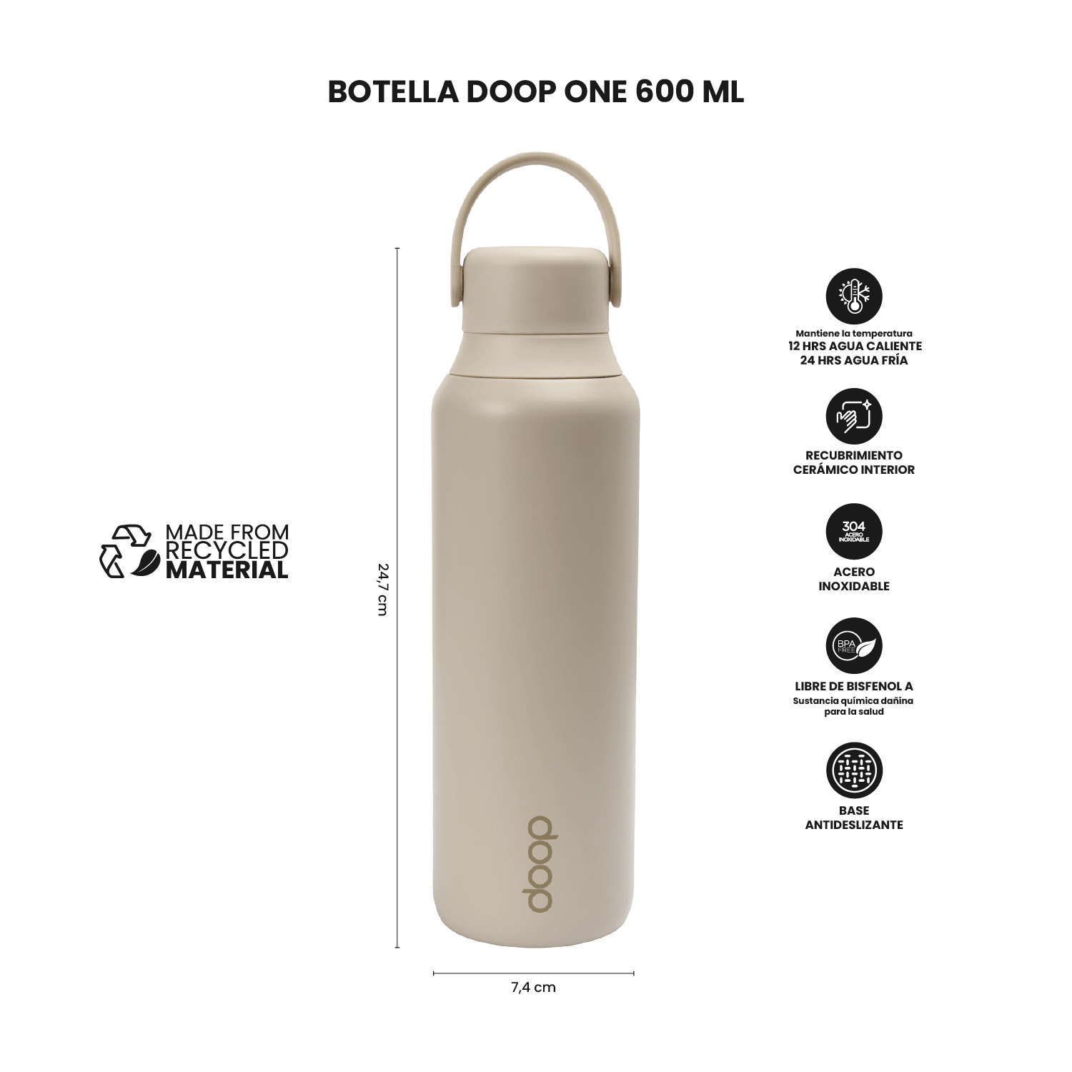 Botella Térmica One Beige 600 ml